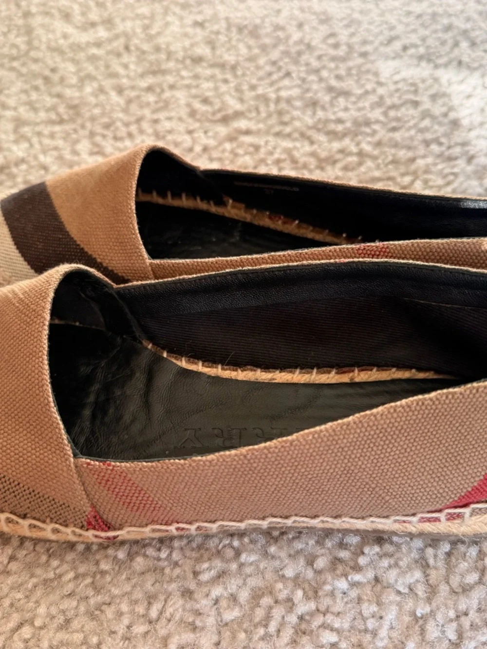 Burberry Beige, Brown & Black Check Canvas Espadrilles